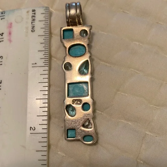 Brighton Elegant Silver Blue Topaz and Turquoise and Silver Gemstone Pendant 🩵🩵 - Picture 2 of 4